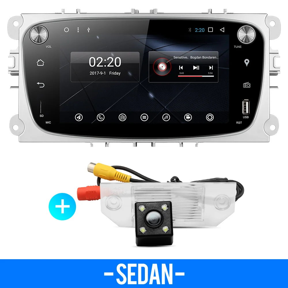 Android 9,0 PX30 автомобильный dvd для Ford focus Mondeo S-max smax Kuga c-max 2009 2010 2011 радио gps медиаплеер 1024*600 навигация - Цвет: Sedan camera