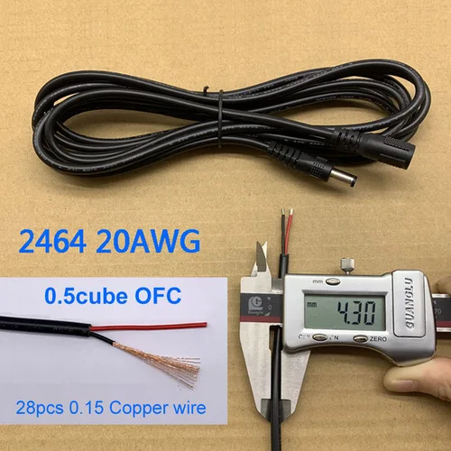 DC 12V 전원 연장 케이블, CCTV 보안 IP 카메라용 어댑터 코드 호환 소켓 커넥터, 1m, 2, 3, 5 m, 5.5x2.1mm 5