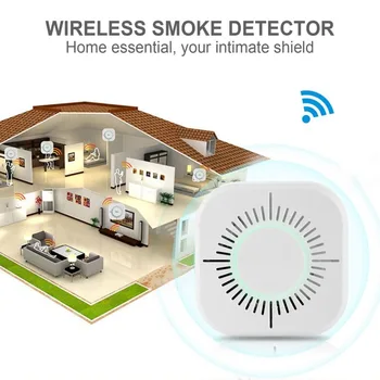 

433MHz Wireless Smoke Detector Fire Protection Portable smoke detector wifi Home Safe Security smoke alarm Sensor White