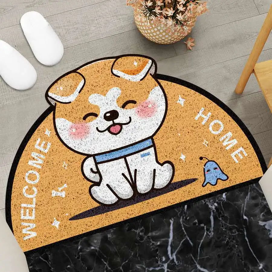 

Cartoon Sand Scraping Dust Door Entrance Welcome Doormat Hallway Bath Non-slip Rug Dust Removal Carpet Wire Loop Footpad Doormat