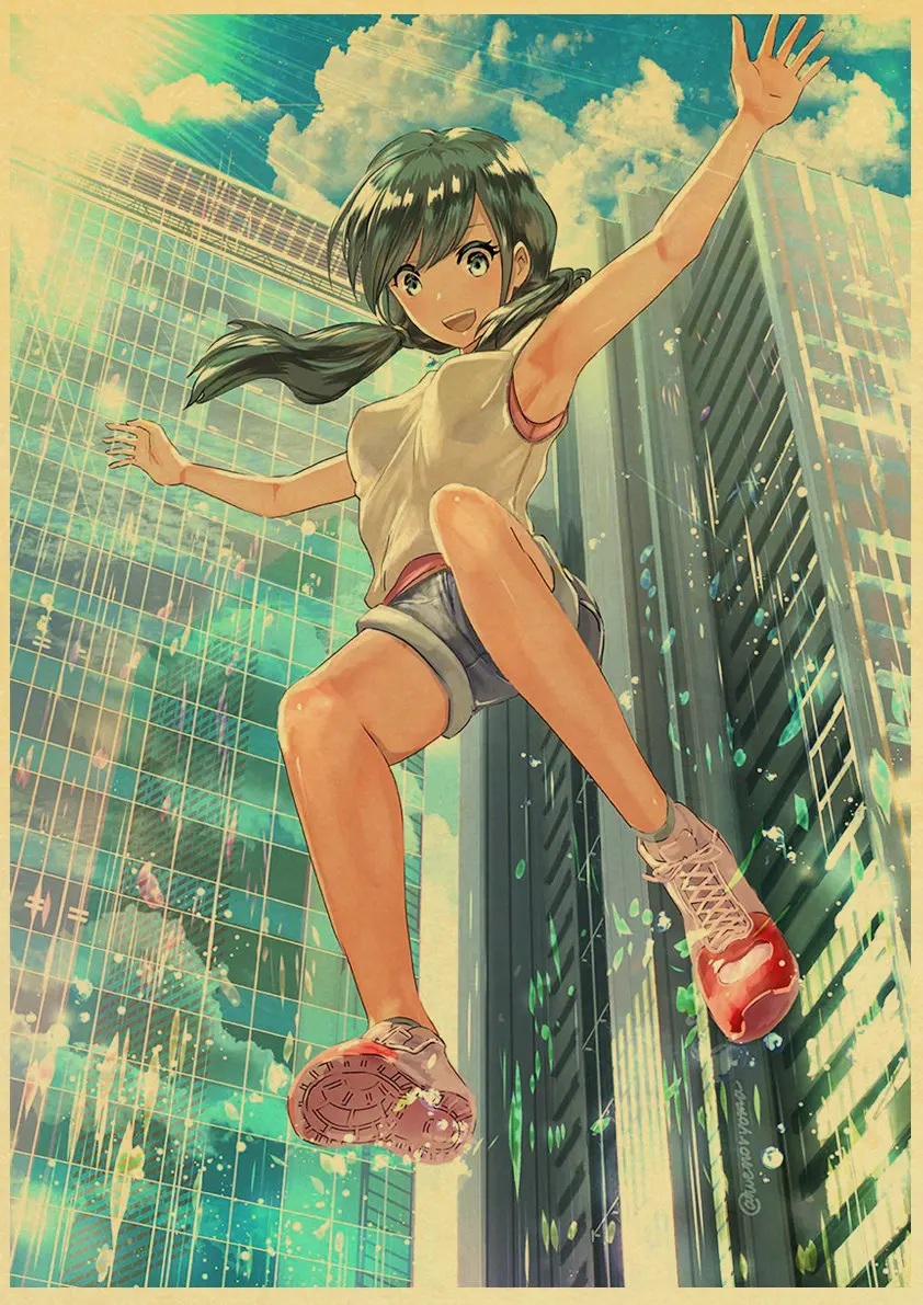 Makoto Shinkai фильм выветривание с вами Ретро плакаты японский унисекс Декор крафт-бумага Детская Спальня Декор - Color: E171