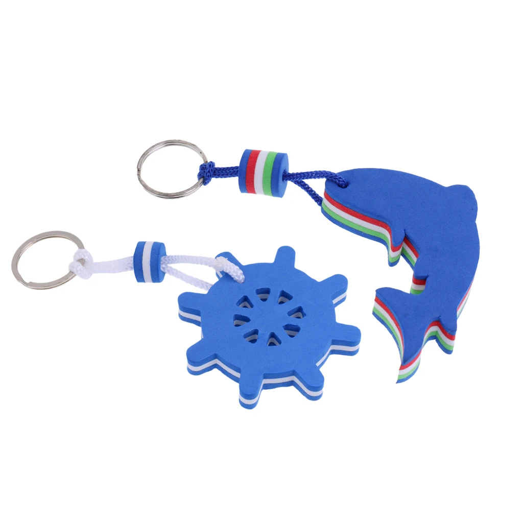 Blue Yachting Floating Boat Key Chain Key Ring Keyring Rudder Dolphin shape