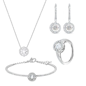 

SWA 2020 NEW High Quality Jewelry New SPARKLING DANCE ROUND Set Women's Round Jumping Crystal for Girlfriend Gifts