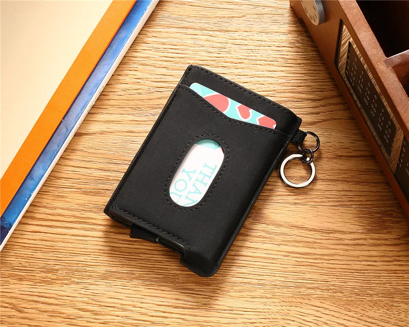 Bycobecy RFID Блокировка Кредитная карта ID держатель для карт Anit-theft кошелек кожаная карта для мужчин и женщин автоматический всплывающий Чехол для карт