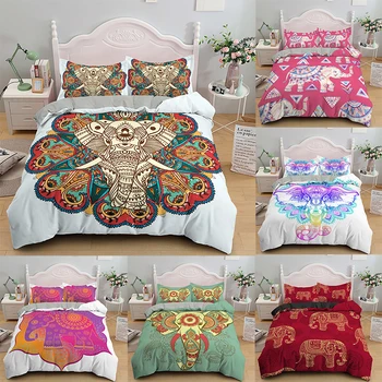 

New Arrival Fashion Elephant Duvet Cover 2/3Pcs Set Polyester Bedding & Pillowcase Single/Twin/Double/Full/Queen