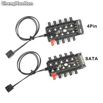 

ChengHaoRan PC 1 to 10 4Pin Cooling Fans Hub Splitter Cable 12V PWM LED Sata Power Suppply Adapter Speed Controller For Computer