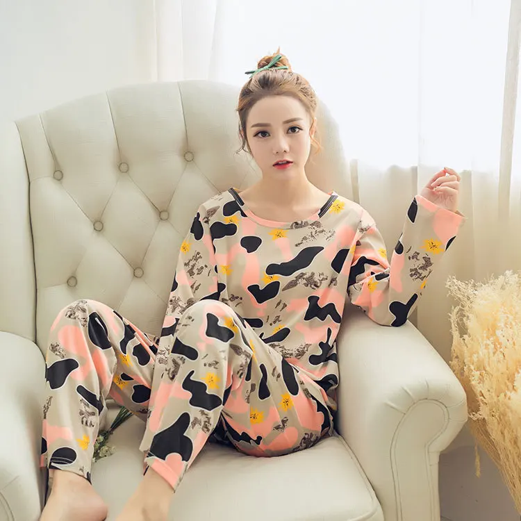 

Autumn Pajamas Women's Long-Sleeve Camouflage Thin Home Wear Women's Spring Large Size Set