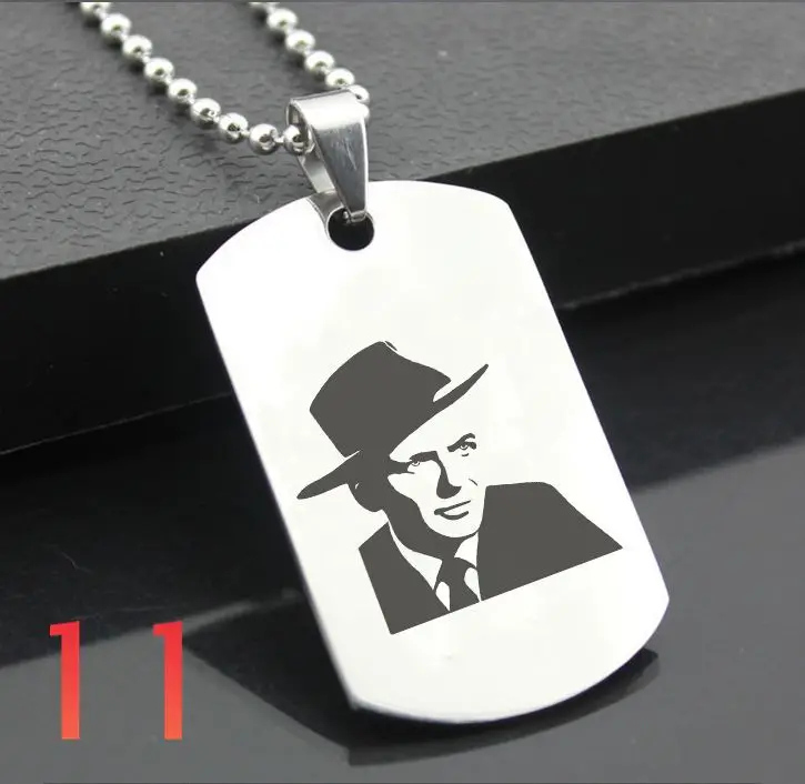 Классический брелок из нержавеющей стали FRANK SINATRA FLK01, гравировальные бирки, стальная подвеска-открытка для ожерелья