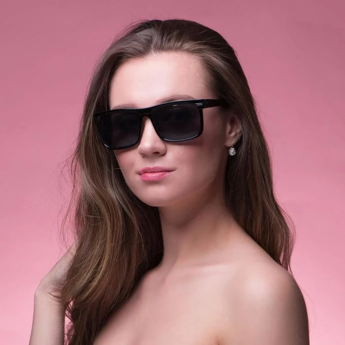 Square sunglasses black frame with a rhombus in the center lenses Sunglasses Eyewear Accessories Apparel |