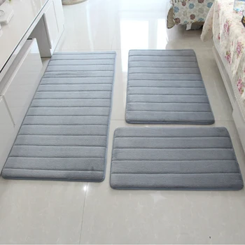 

3pcs/set Decoration Soft Floor Shower Pad Solid Home Bath Mat Rug Thicken Coral Fleece Door Living Room Non Slip Bedroom Carpet