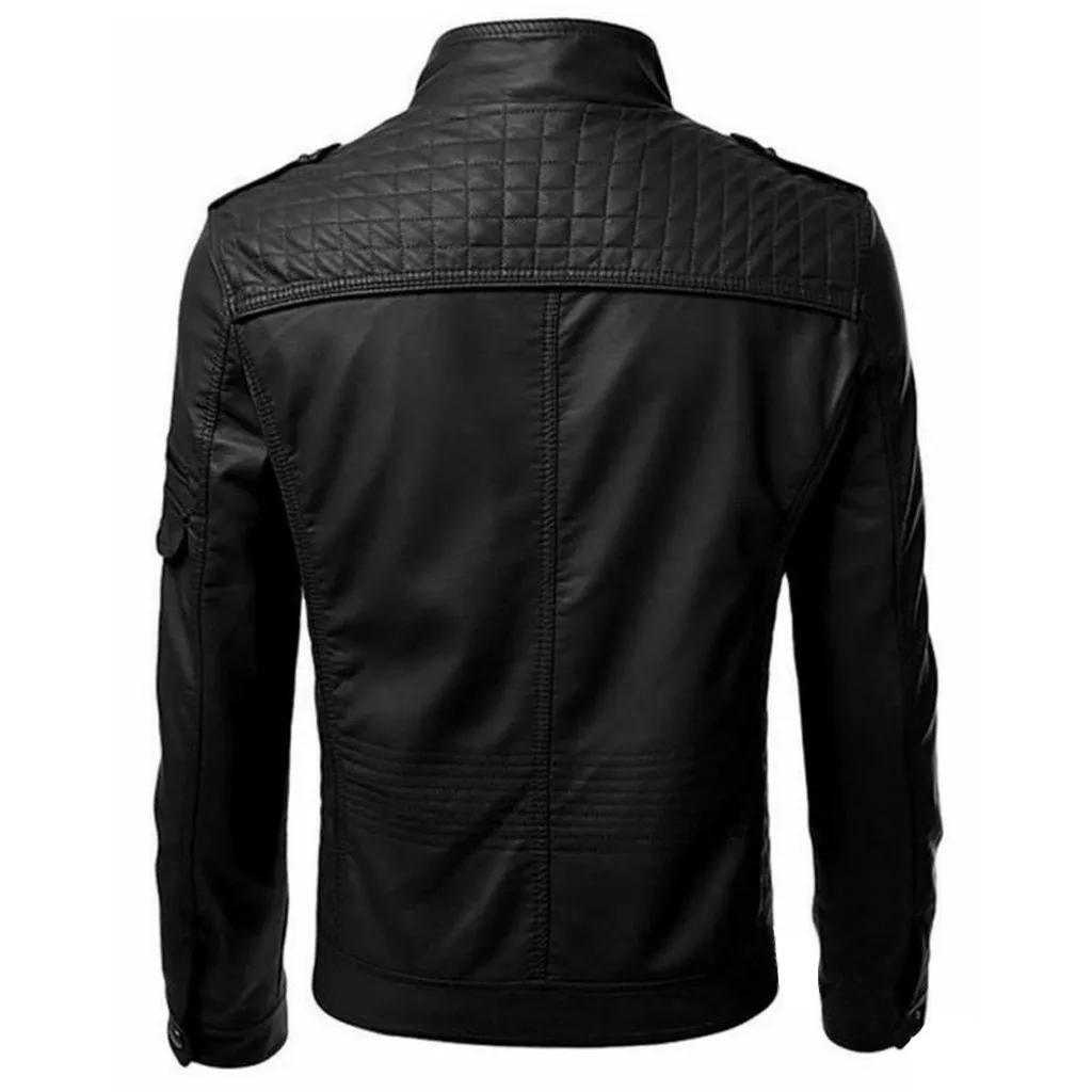 Мужская кожаная куртка, зимняя водонепроницаемая куртка из искусственного меха, мужская кожаная байкерская мотоциклетная куртка, одежда из искусственного меха, черная куртка на молнии