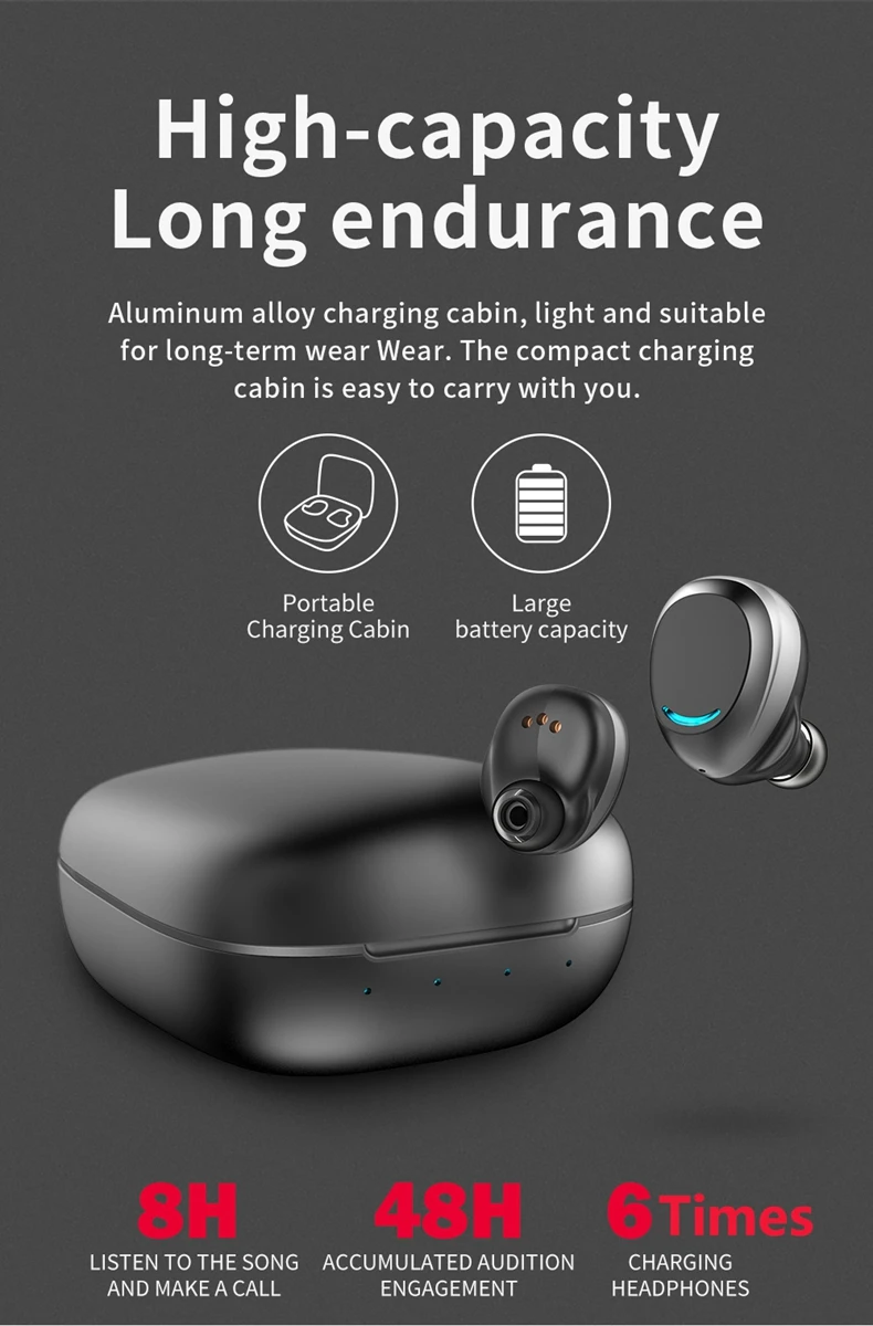 TWS отпечатков пальцев Touch 5,0 Bluetooth наушники 3D стерео звук истинные Беспроводные наушники с шумоподавлением спортивные наушники-вкладыши