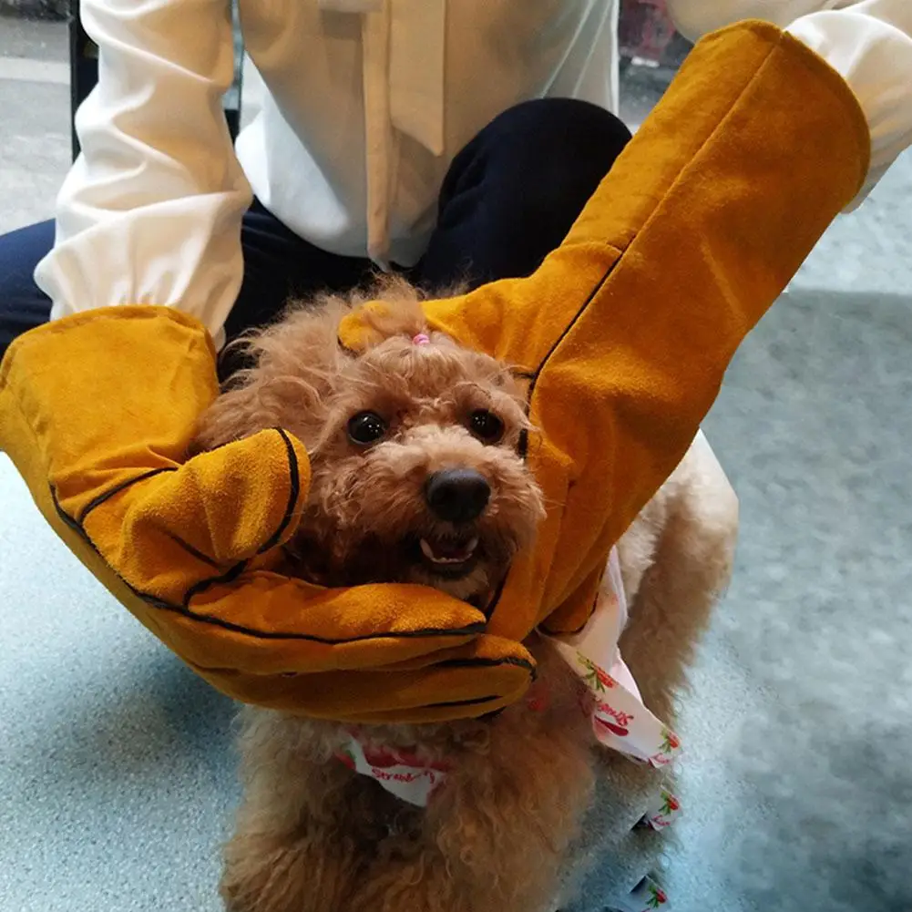 

Anti-biting gloves dog catching cat training pet two-layer cowhide double protective thickening gloves