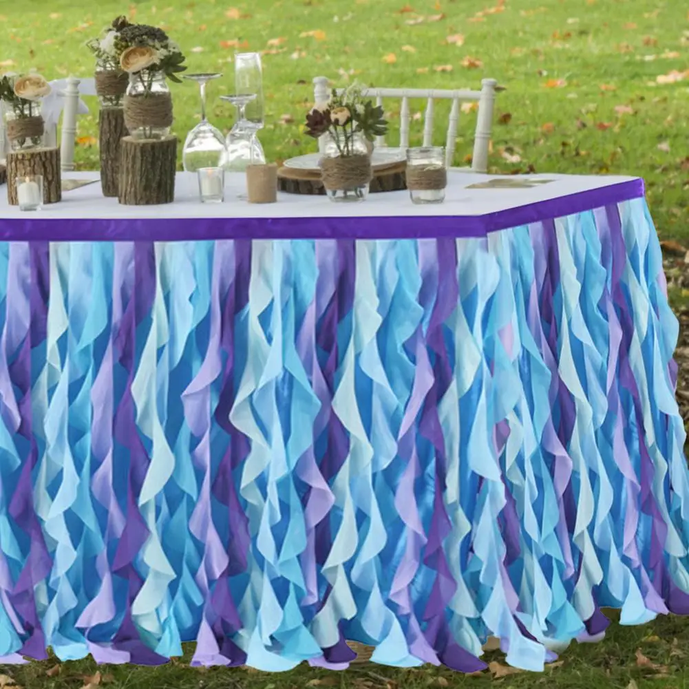 6 Ft Wedding Party Tutu Tulle Table Skirt Cover Tableware Cloth Curly Willow Table Skirting Birthday Party Home Decoration