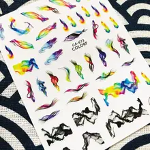 Новейшая серия букв, CA-613, дымчатый мультяшный цветной дизайн, 3d наклейки для ногтей, аксессуары для ногтей