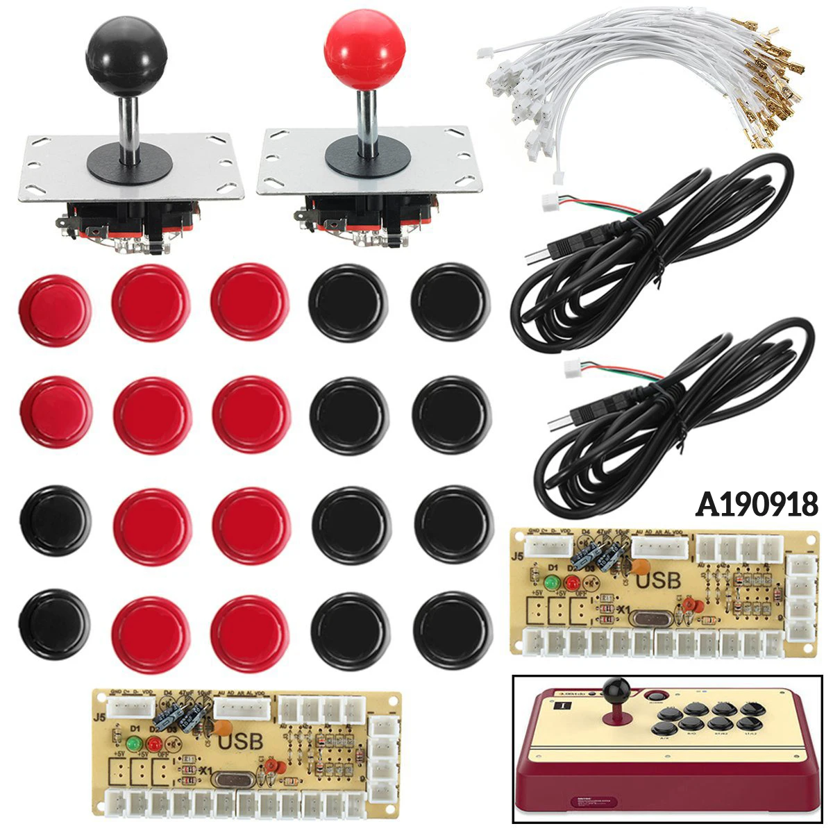 2 игрока Zeros джойстик с задержкой аркадная игра + светодиодный USB энкодер 20 кнопок
