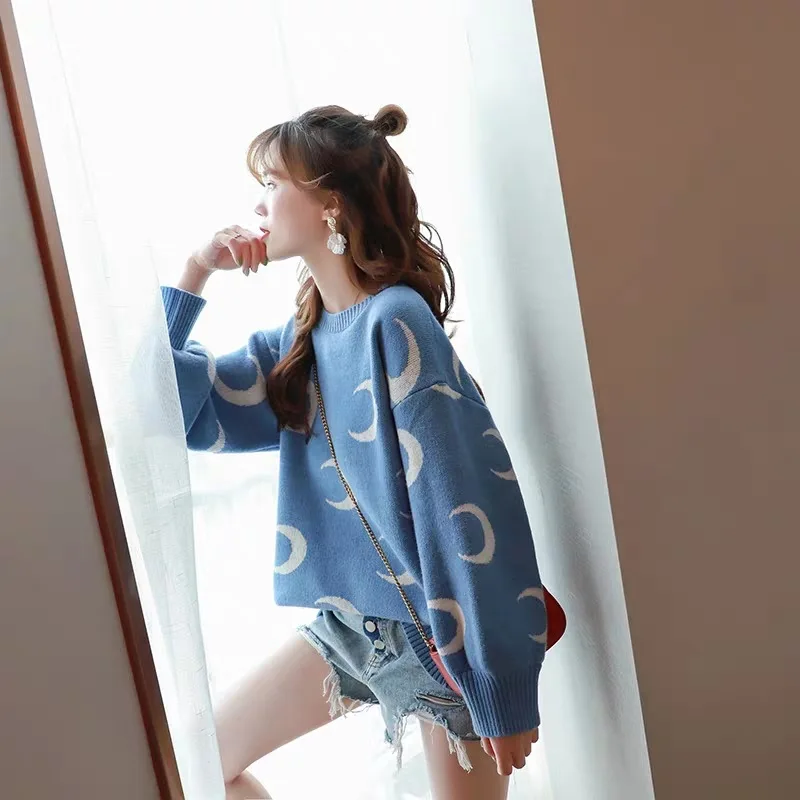 

A536 # Autumn Sweater Women's Pullover Loose Lazy Wind Versatile Online Celebrity Very Fairy of Sweater Tops Korean-style