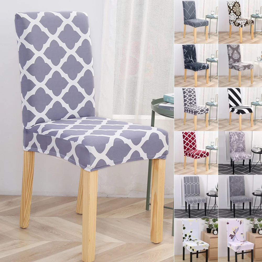 

1pc Geometric Printed Chair Cover Removable Stretch Elastic Slipcovers Restaurant Chair Covers For Weddings Banquet Hotel