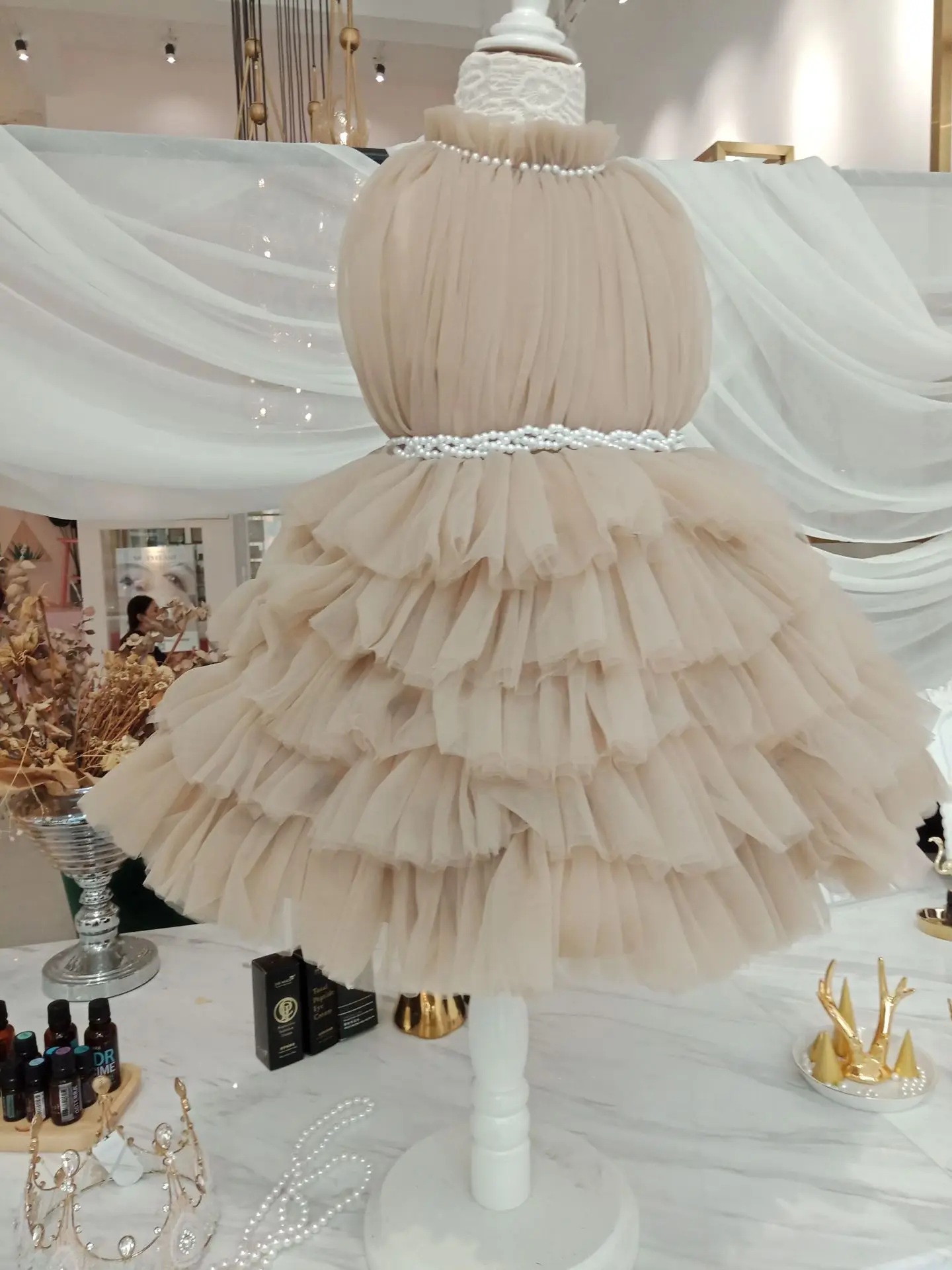 

New Style High-End Western Style Small Fragrant Gauze Waist Hugging Dress Debutante Ladies' Layers Flounced Cake Dress