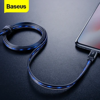 

Baseus LED Glow USB Cable For iPhone Xs X 8 7 6 Flat Flowing 2.4A Data Sync Cable Fast Charging Cable Wire Cord For iPhone iPad