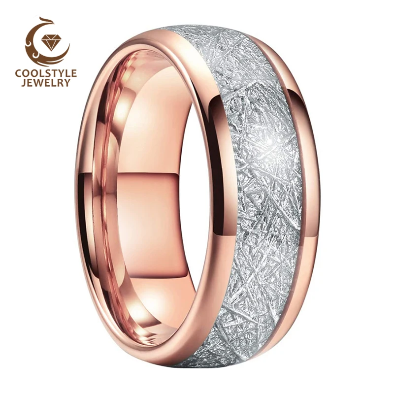 8mm THREE KEYS JEWELRY Silver Tungsten Wedding Ring Imitated Meteorite Inlay Bands for Men Women 4mm 6mm