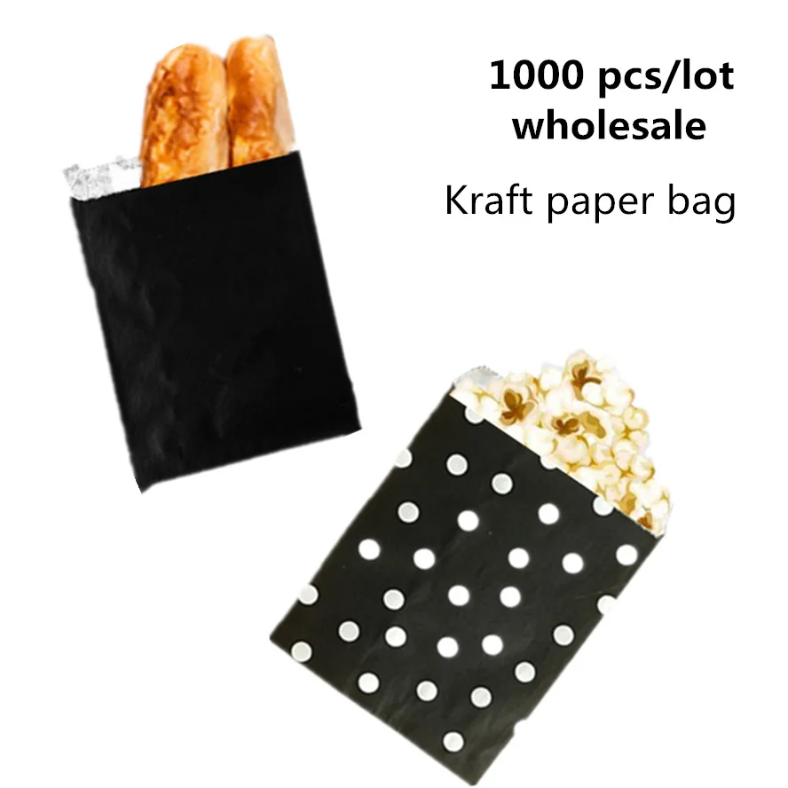 

DHL 1000pcs/set Food wrapping paper Bags High toughness 4 styles Paper Candy cookie bread Popcorn bags kids gift paper bag