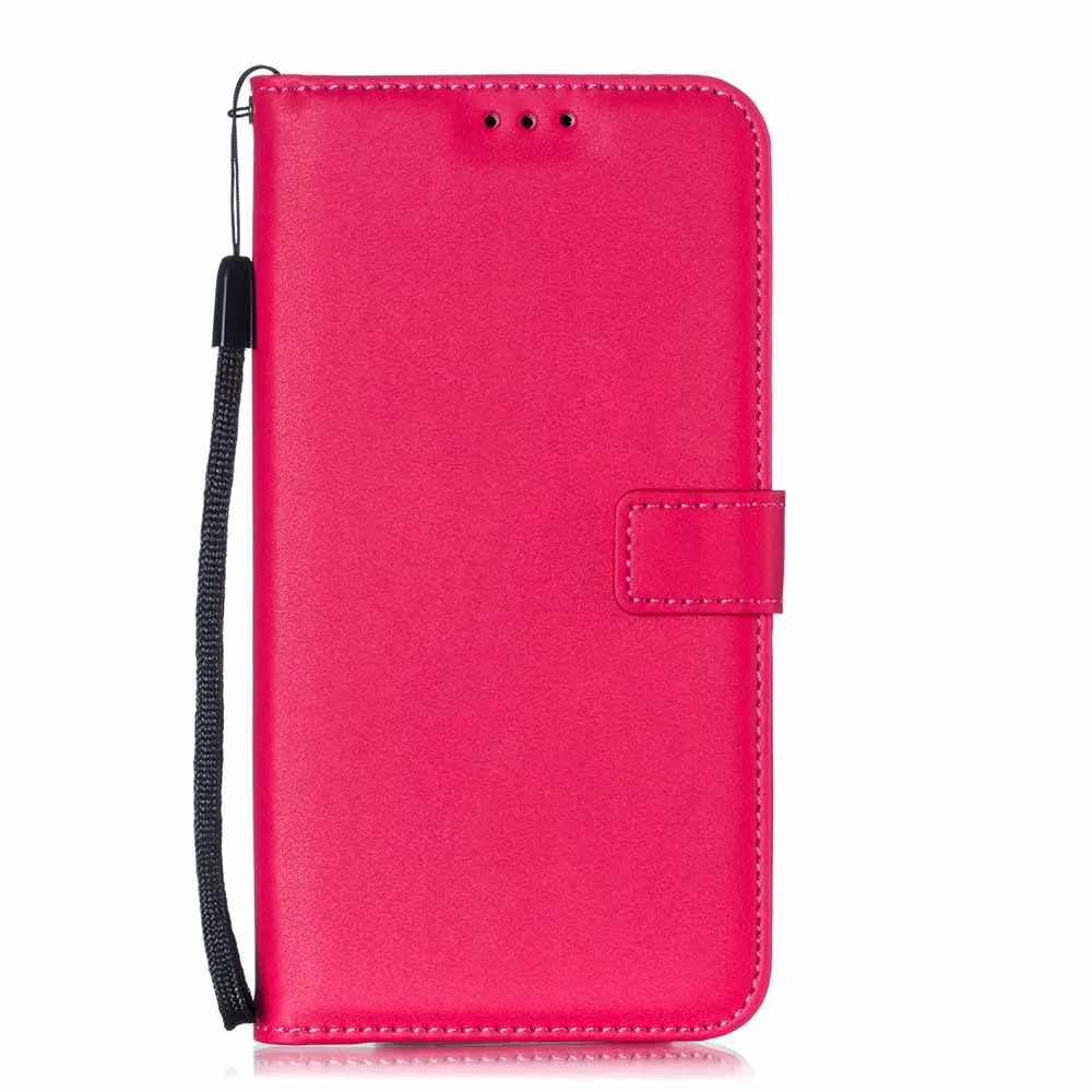 Однотонный кожаный чехол-бумажник для iPhone XS MAX X XR 5 5S SE 5C 6 6S Plus 7 8 Plus, откидной Чехол с отделением для карт, сумки для iPhone 4 4S - Цвет: Rose Red