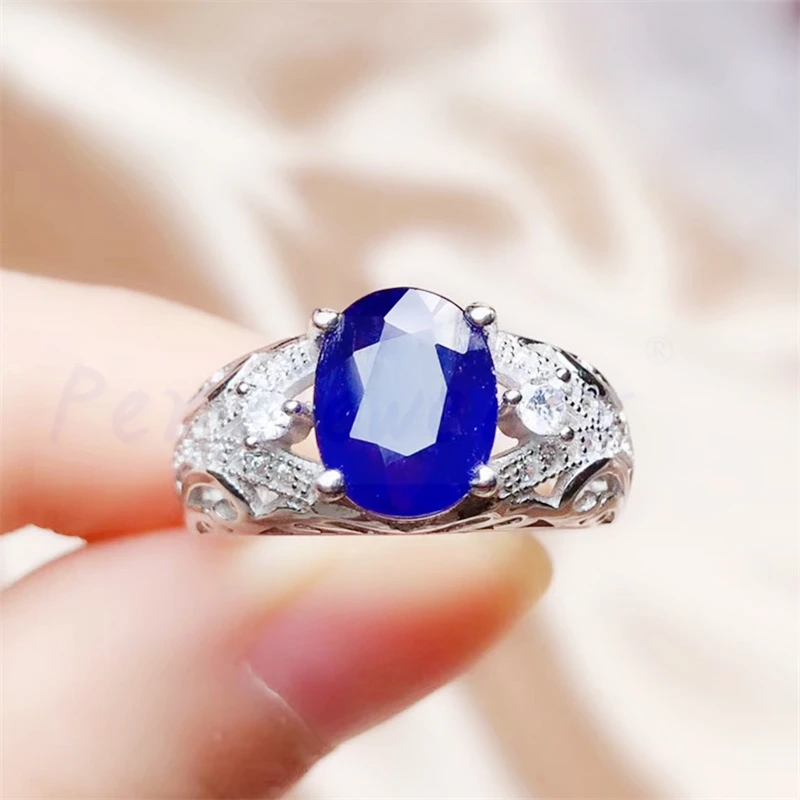 Сапфировое кольцо 3.5CT драгоценный камень 925 стерлингового серебра ювелирные украшения для мужчин или женщин# R991221
