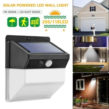 

118/206 LED Solar Light PIR Motion Sensor IP65 Solar Garden Light Solar Motion Sensor Wall Light Outdoor Waterproof Lamp