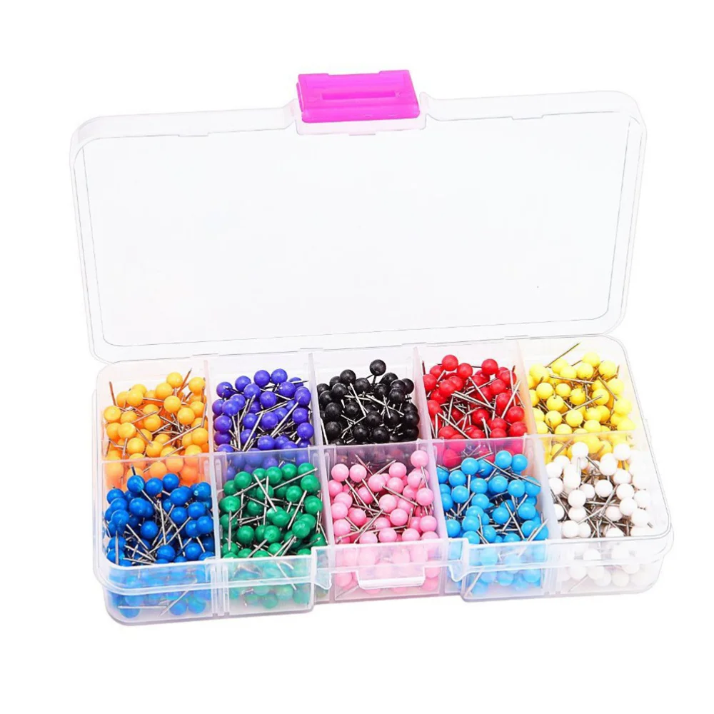 En oferta Thumbtack-Pines de bola duraderos de plástico, coloridos, en caja, para mapas de tablero de exhibición, 500 Uds. aKwjMqKEmZn
