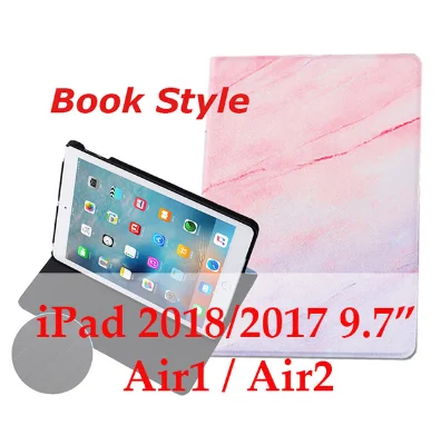 Для iPad 9,7 дюймов / жесткий чехол на заднюю панель пластик мраморный зернистый кожаный смарт-чехол для iPad Air 1/Air 2 iPad 2/3/4 - Цвет: book pink1