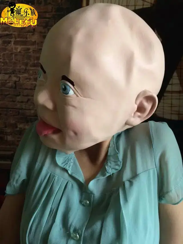Улыбка Cry младенческой маска для наращивания на всю голову плачет уход за кожей лица маска младенца головная повязка на Хэллоуин вечерние привидениями знаменитости латекс поверхности Для Мужчин's