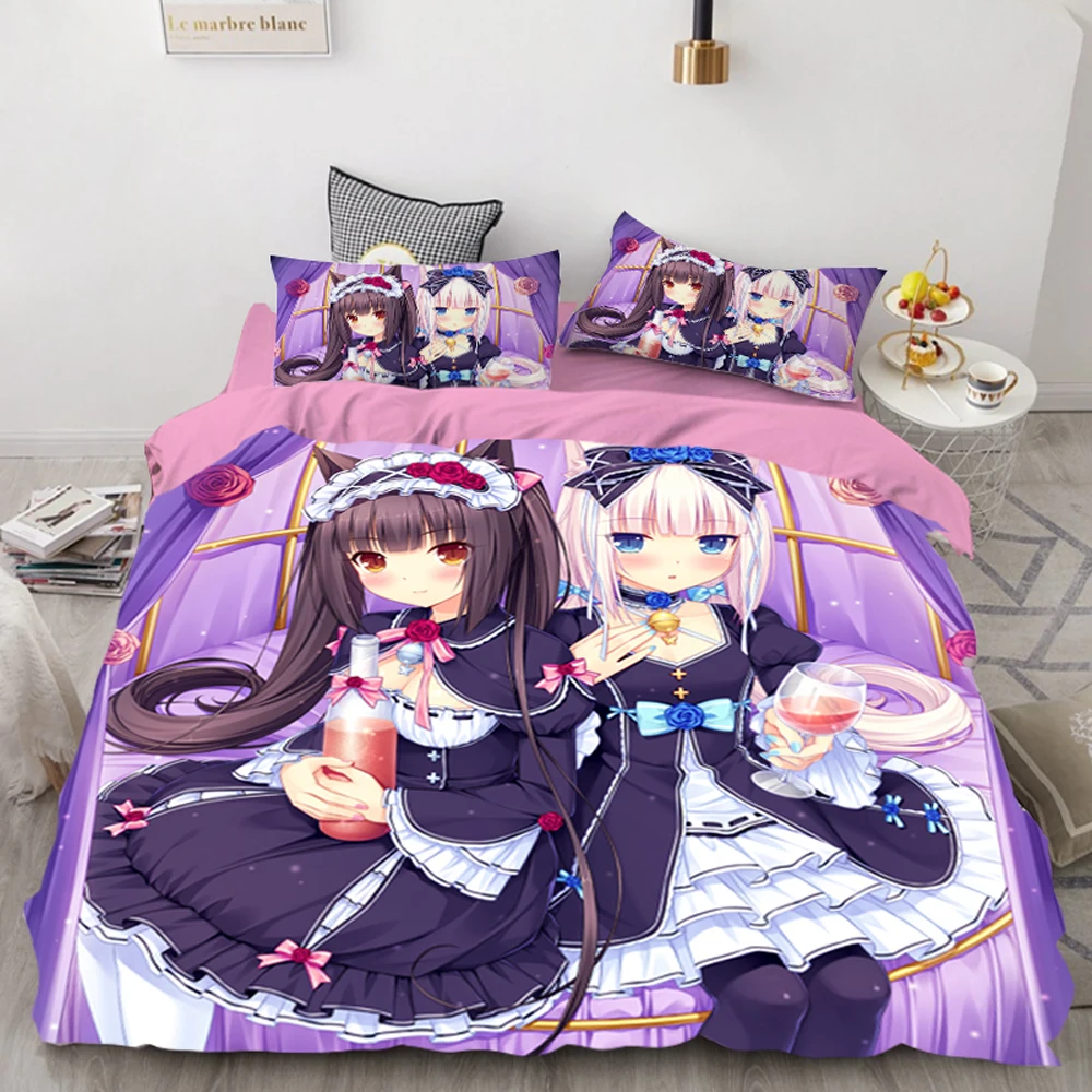 Modern Game Nekopara 3D Digital Printed Bedding Set Duvet Cover Pillowcase Bedroom Decoration Multisize Home Textile