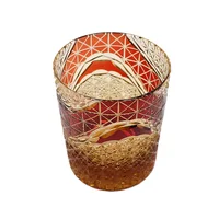 Edo Kiriko wielokolorowa szklanka 9 uncji bursztynowa czerwona kryształowa szklanka do Whisky szkockie okulary z pudełkiem 5