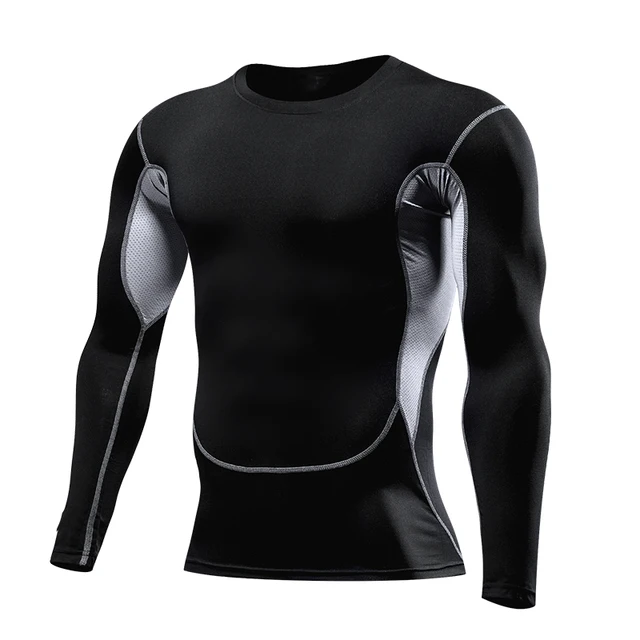 Men Compression Running T Shirt Fitness Tight Long Sleeve Sport tshirt Training Jogging Shirts Gym Sportswear Quick Dry rashgard L-05