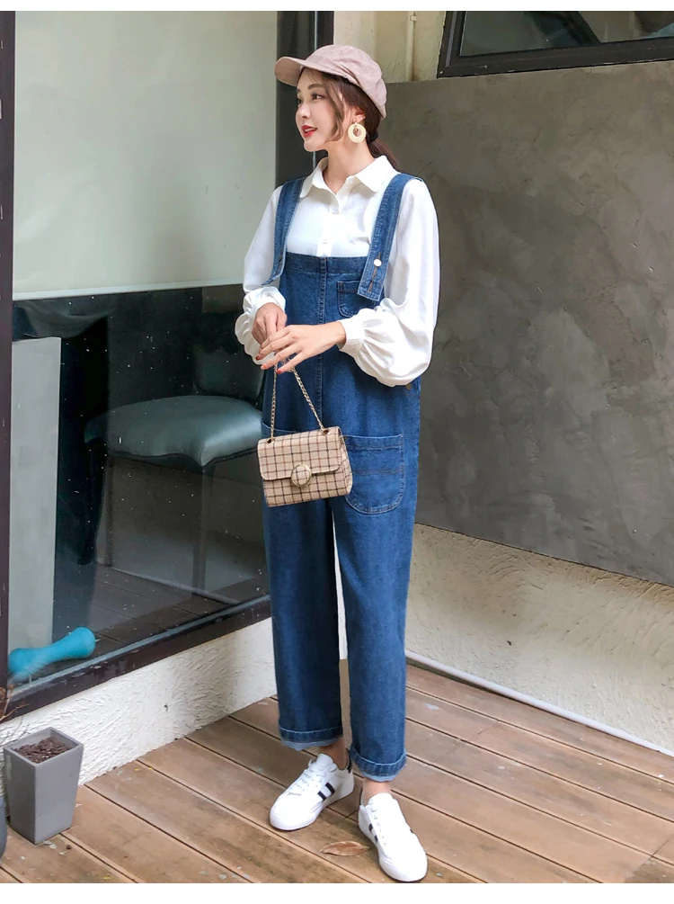 Pregnant Women's Wear Loose-fitting Jeans Straps Pants Wide-legged Nine-minute Ropa Mujer Maternity Pregnancy Cotton