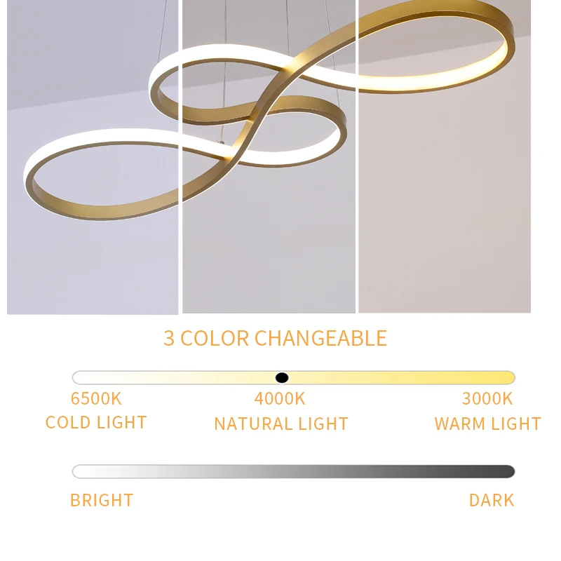 Led Pendent Light Originality Simple Musical Note Hanging Lamp Remote Control Discoloration Bedroom Restaurant Lighting Fixtures