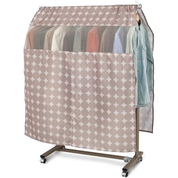 

Garment Rack Cover, Keep Clothes Clean, Prevent From Dust, Breathable & Washable, LightBrown
