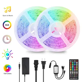 

LED Strip Lights, Sync to Music 32.8ft/10m Waterproof Flexible Self Adhesive 5050 RGB Light Strips 300LEDs with 40 Key jk1806