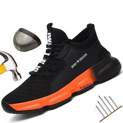 Chaussures de sécurité avec embout en acier pour homme, baskets de travail légères et indestructibles, Anti perforation 