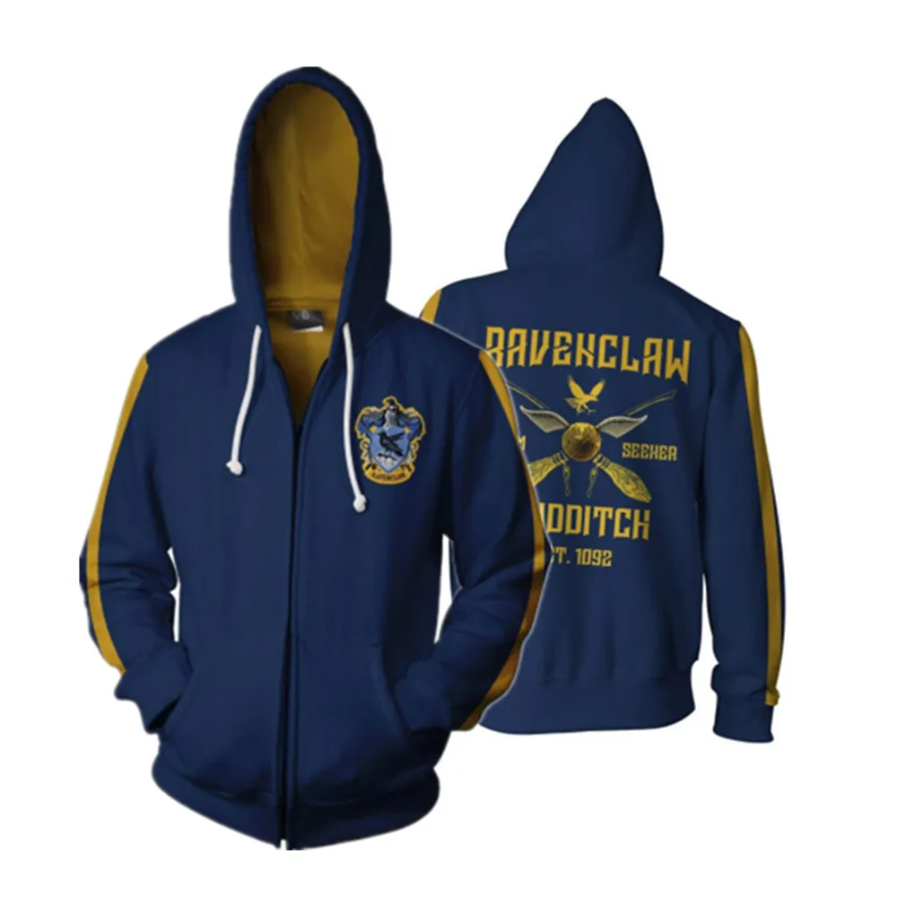 Ravenclaw Wizardry Gryffindor Slytherin Ravenclaw косплей костюм для мужчин и женщин толстовки пуловер Trackusits Повседневная куртка на молнии - Цвет: Ravenclaw