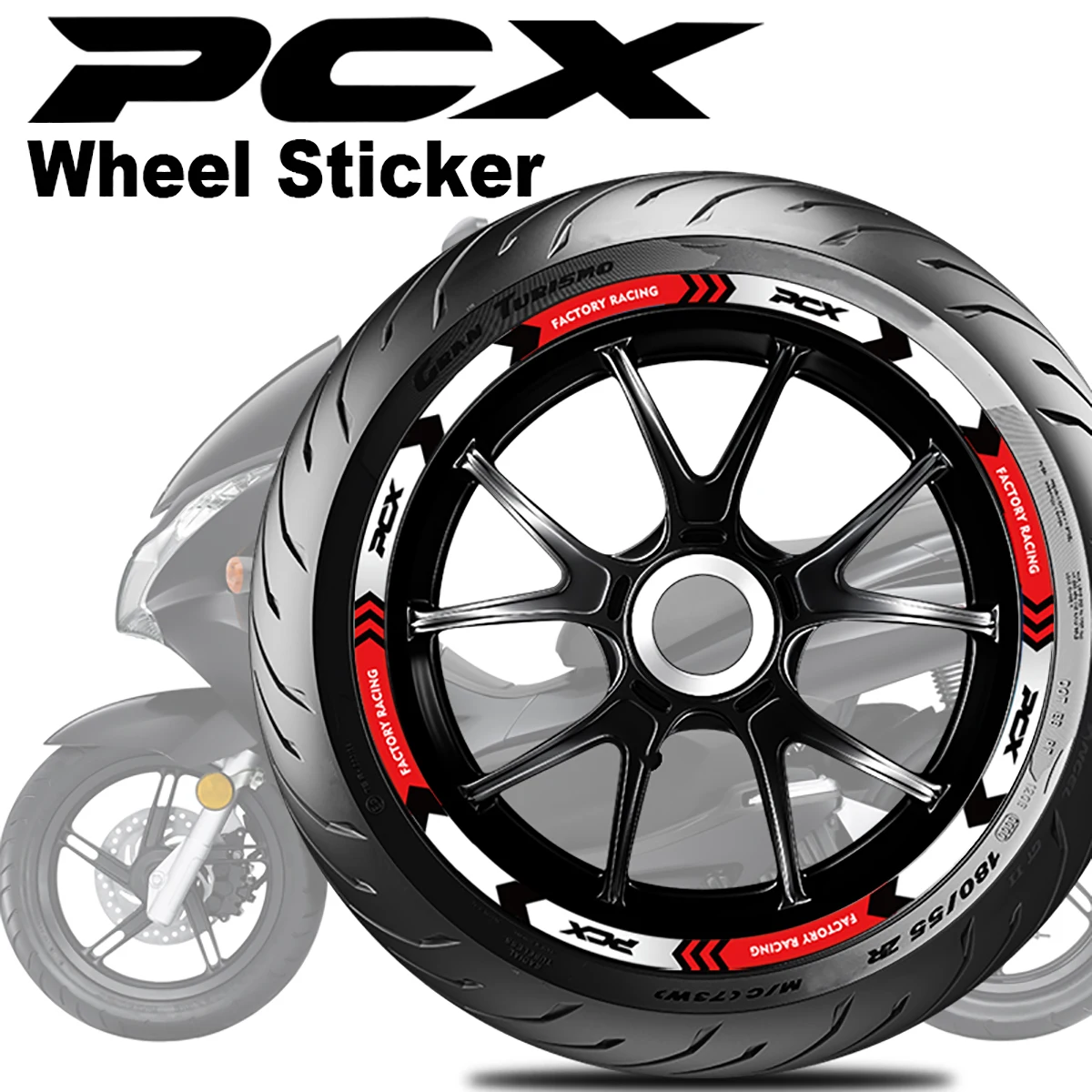16pcs Reflective Pcx Rim Stickers Wheel Decals Set For Honda Pcx 125
