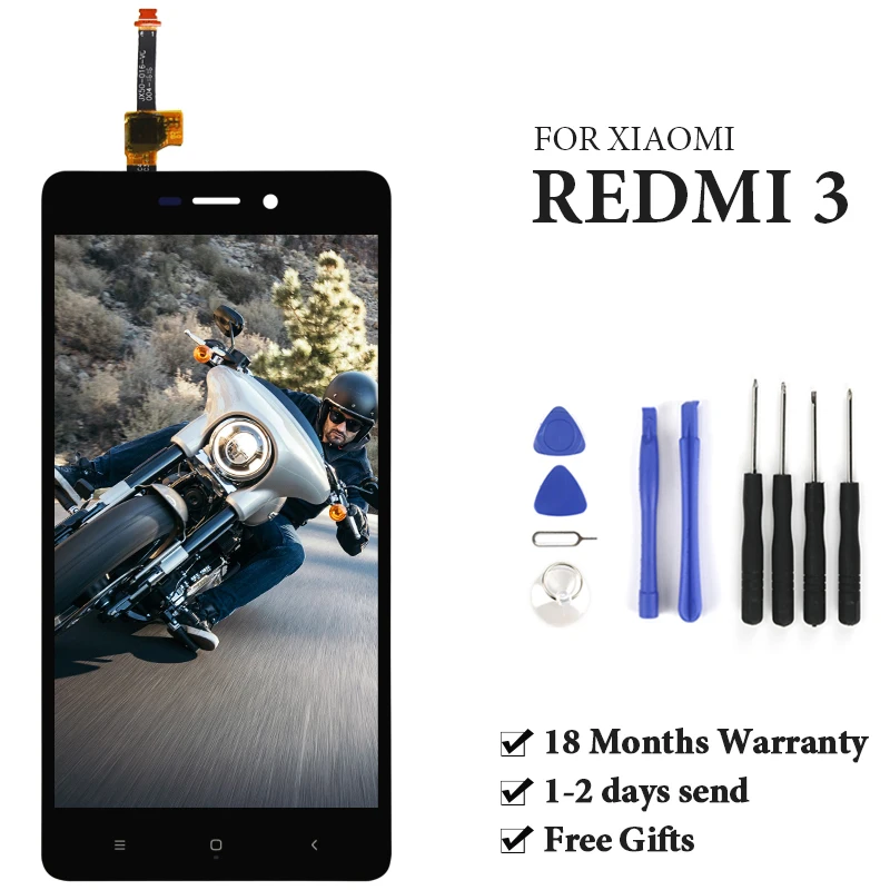 

Phone Replacement Spare Parts For Redmi 3 LCD Display Touch Screen With Frame Digitizer Assembly Black White Gold Panel