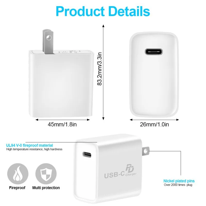 Новое 18 Вт USB-C зарядное устройство type-C PD дорожное настенное C карта памяти 3