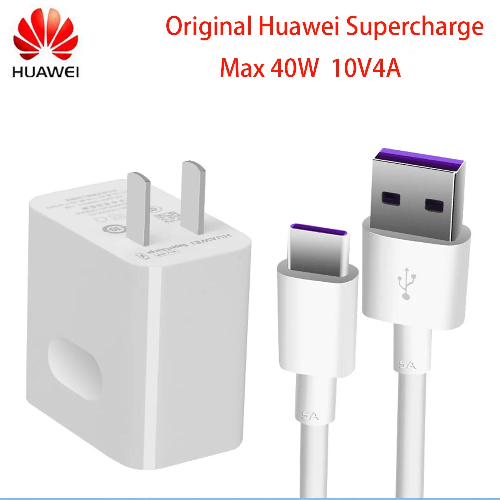 Оригинальное зарядное устройство HUAWEI P30 Pro Super charger Mate20 10 Pro Magic 2 Nova 5 Supercharge Quick Wall Adapter 10 V/4A 1M type-C 3,0 USB кабель