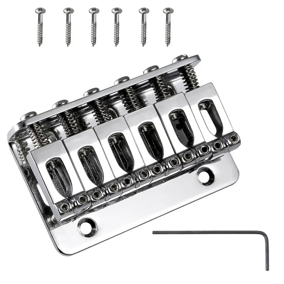 Guitar String Bridge 6 Silver Fixed Hard Tail Tailpiece with Chromeplate for 65mm Electric | Спорт и развлечения