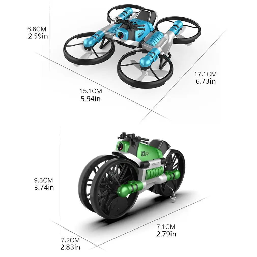 

Two-god Shape Problem Turn To Remote Control Deformation Motorcycle Folding Four-axis Aircraft Two-in-one Aircraft Toy