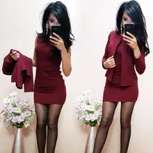 2020 Spring Suits Dress Womens Sexy Sheath O-Neck Mini Dress Casual Coat Two Pieces Elastic Force Garnitur Damski Sets Blazer 2020 Spring Suits Dress Womens Sexy Sheath O-Neck Mini Dress Casual Coat Two Pieces Elastic Force Garnitur Damski Sets Blazer