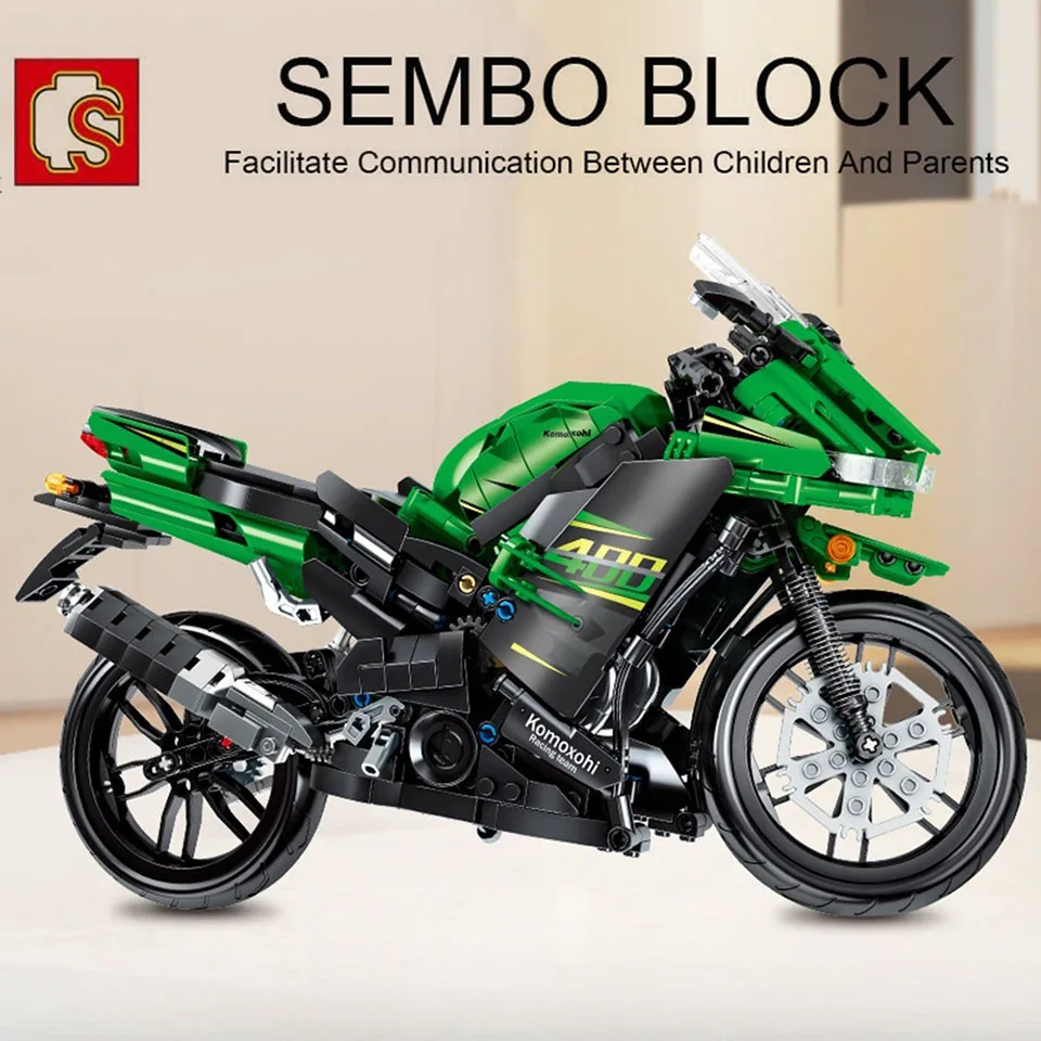 

Sembo Motorcycle Technic Building Blocks Green Engine Sports Car Toy Model Bricks Toys For Kids Boy Gift Toys for children