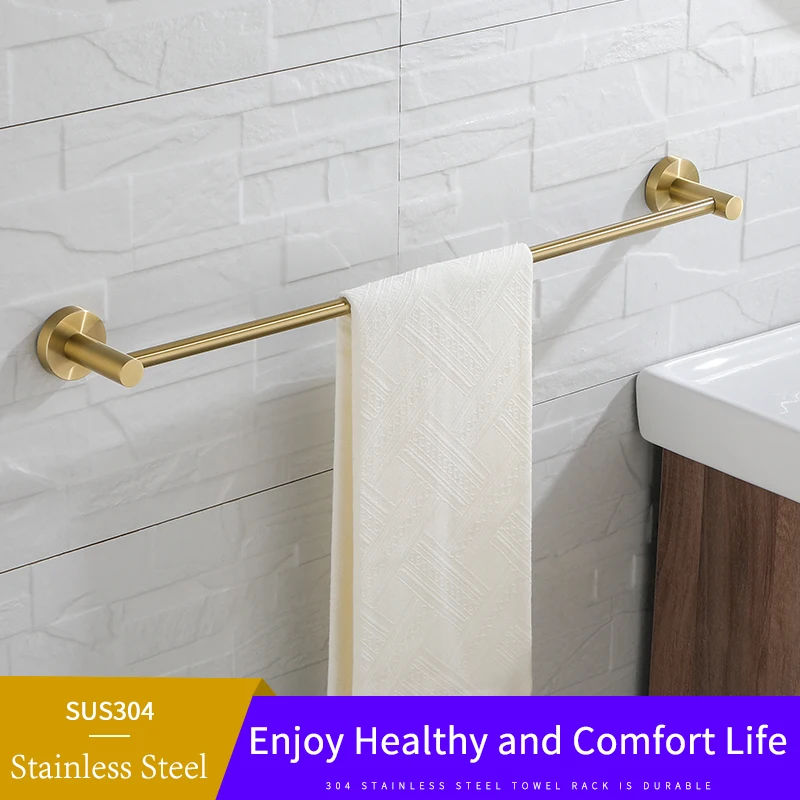 New Brushed Gold Single Towel Bar Vibrant Moderne Towel Shelf Rack 304 Stainless Steel Hanger Holder